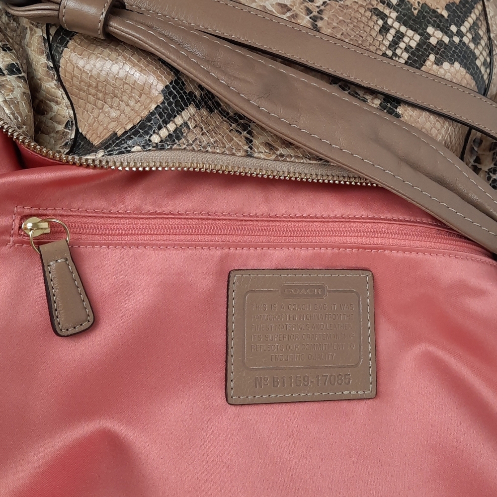 Coach Kristen Snakeskin Shoulder Bag - Tan and Black - Picture 15 of 16